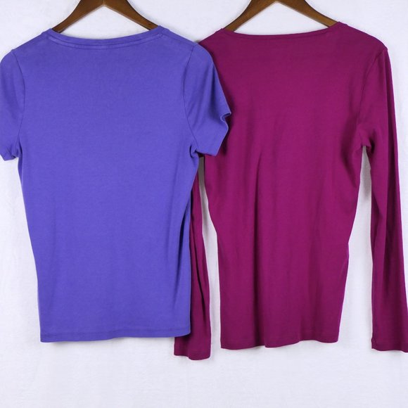 St Johns Bay Women's Medium 2-Pack Short + Long Sleeve Scoop Neck Tops - Picture 4 of 4